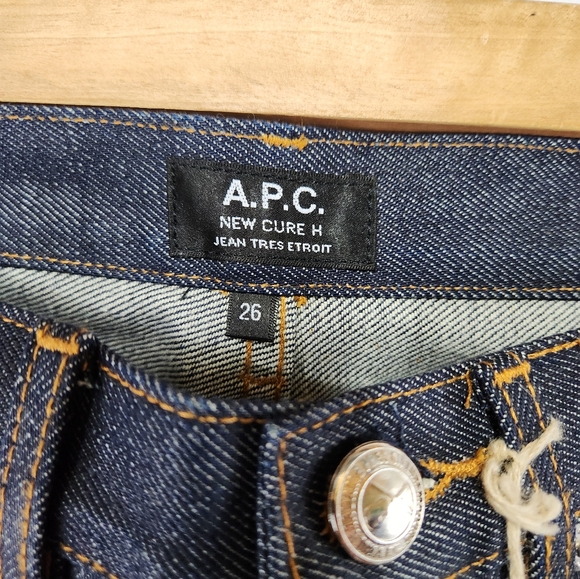 BNWT A.P.C. New Cure H 100% Cotton Dark Indigo Raw Rigid Denim Slim Jeans sz 26 - Picture 7 of 10